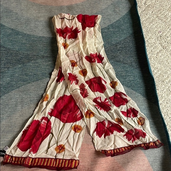 (2) Vintage Halston & Casual Floral Silk Bohemian Paisley Scarf Hair Wrap - Picture 3 of 10